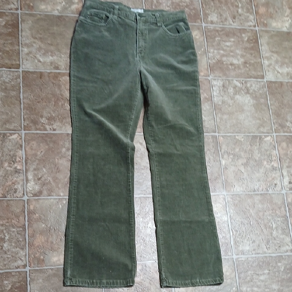 GUC FDJ Olive Green Corduroy Flare Jeans Size 10